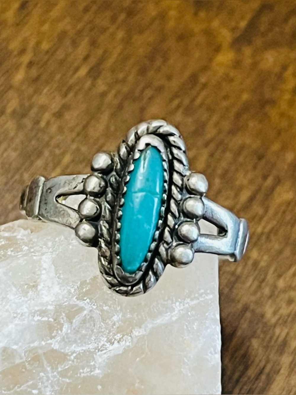 (Sold)Vintage Signed Sterling Silver Bell Trading Post Oval Turquoise Ring sz 7